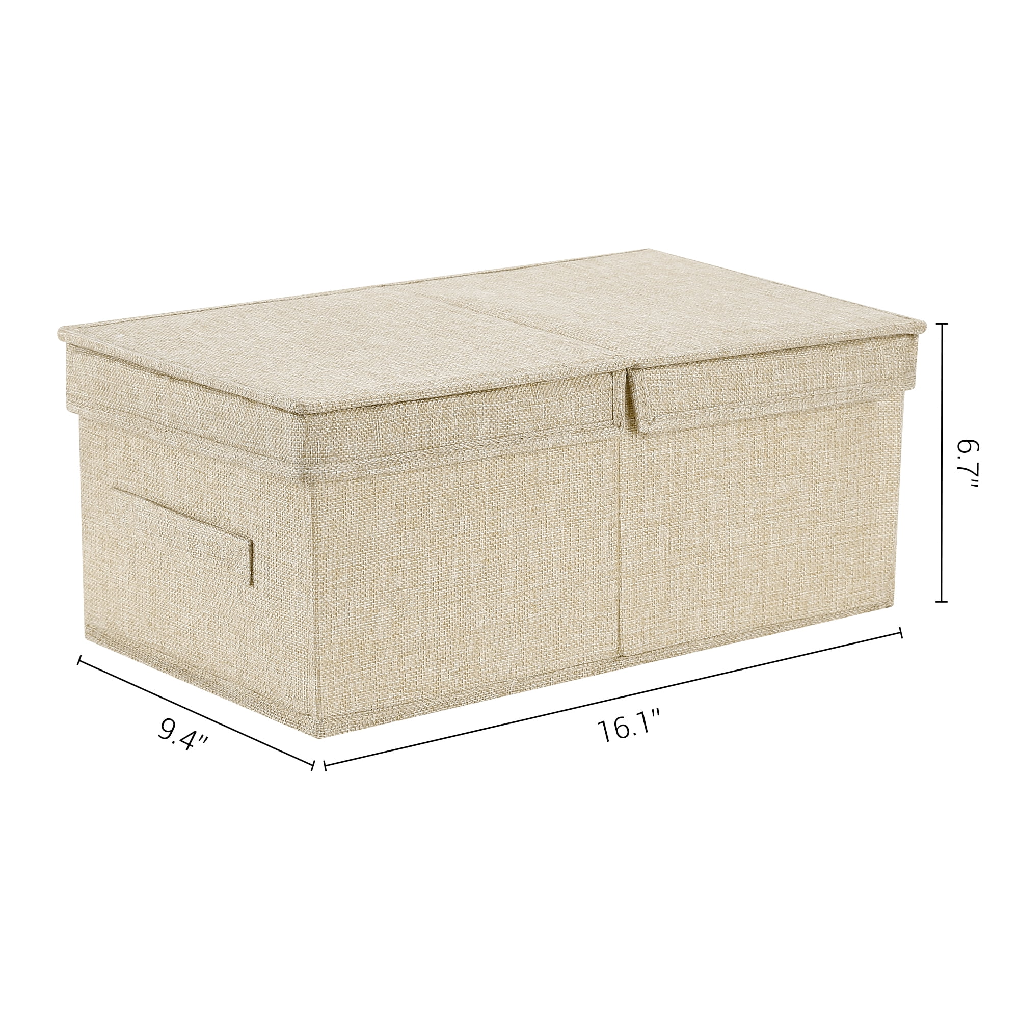 Unique Bargains Fabric Storage Bin Cube with Lid and Handle Beige 16*9.5*7in