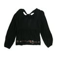 thumbnail image 2 of American Eagle Womens Floral Peasant Blouse, Black, Medium, 2 of 2