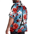 thumbnail image 3 of Eiffel Tower Valentine's Day Men's Short Sleeve Beach Button Down Casual Printed Summer Shirts - Unisex, 3 of 6
