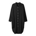 thumbnail image 5 of YDFCWXW Womens Chic Button Down Rolled-Up Sleeve Long Cotton Blouse Maxi Dress Black, XL, 5 of 6