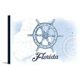 thumbnail image 1 of Florida - Ship Wheel - Blue - Coastal Icon - Lantern Press Artwork (18x12 Gallery Wrapped Stretched Canvas), 1 of 1