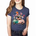 thumbnail image 2 of Mickey Springtime Floral Car Shirt, Epcot Flower and Garden Shirt Unisex Casual Short Sleeve (Navy-Medium), 2 of 4