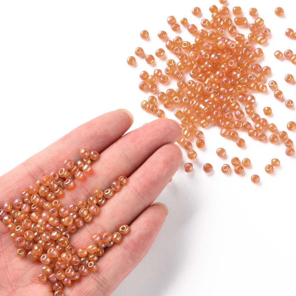 Round Glass Seed Beads Transparent Colours Rainbow Round Gold 6/0 4mm Hole: 1.5mm about 4500pcs/pound
