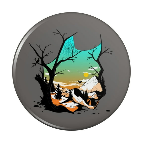 Wolf Mountain Optical Illusion Kitchen Refrigerator Locker Button Magnet