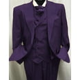 thumbnail image 1 of Harvey Style Double Breasted Vest 1920s Great Gatsby Look Wool Single Button Peak Lapel Pleated Pants Eggplant, 1 of 1