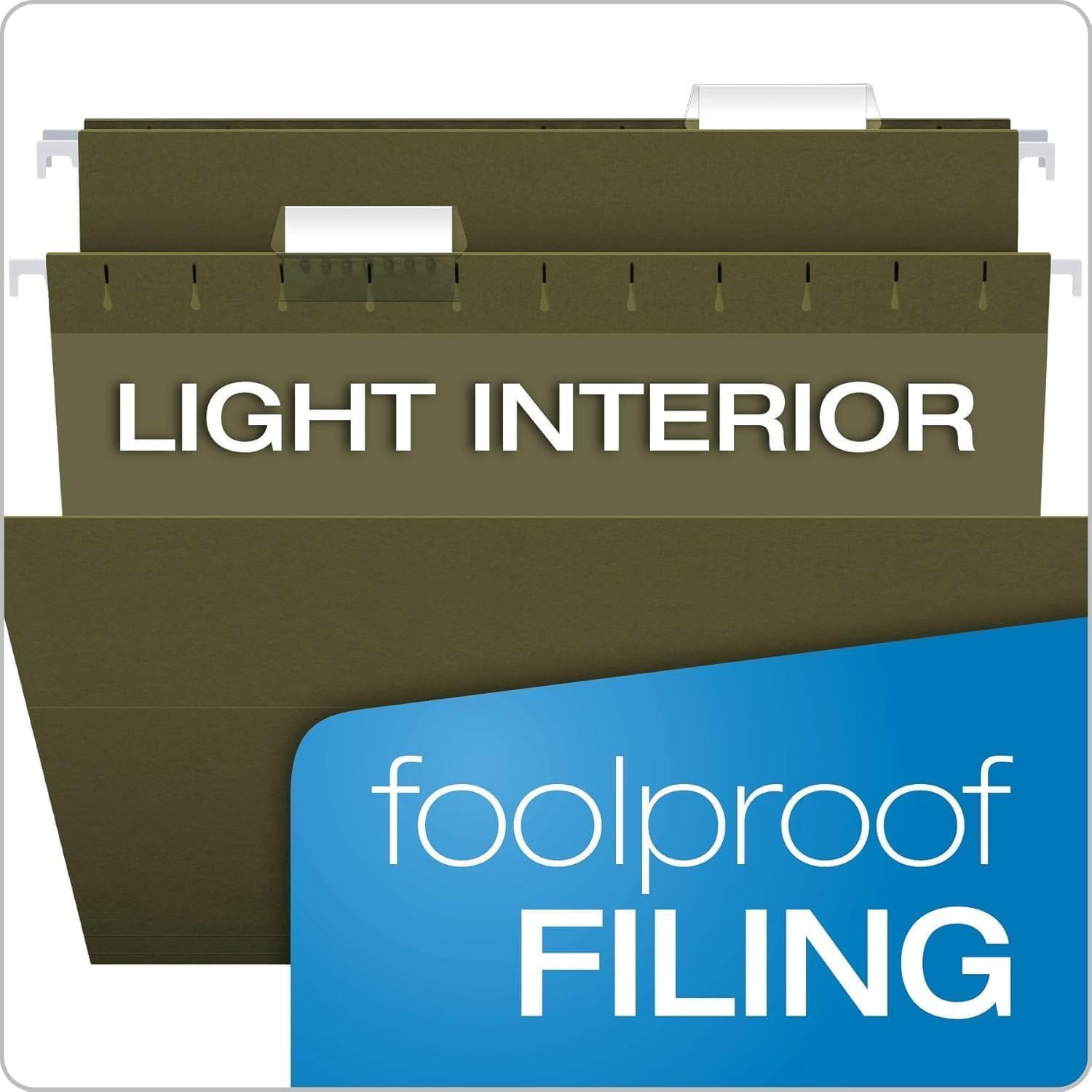 Hanging File Folders Letter Size - 100 Pack - 1/5 Cut Adjustable Tabs - Green Bulk File Folders with Tabs 8.5 X 11 Inches