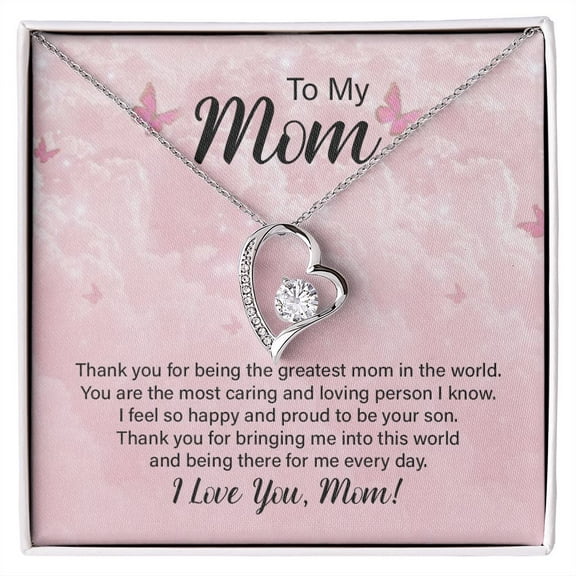To My Mom Thank You For the Greatest Mom Forever Necklace w Message Card