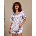 thumbnail image 2 of Ekouaer Silk Pajama for Women Short Sleeve Satin Pj Set Two Piece Soft Sleepwear Loungewear Casual Pjs for Summer, 2 of 6
