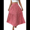 thumbnail image 3 of Falda Midi de Cintura Alta Elástica para Mujer, Informal, de Verano, , con Volantes, Estampado Floral, Corte A. Cártamo S, 3 of 8