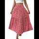 thumbnail image 3 of Falda Midi de Cintura Alta Elástica para Mujer, Informal, de Verano, , con Volantes, Estampado Floral, Corte A. Cártamo XL, 3 of 8