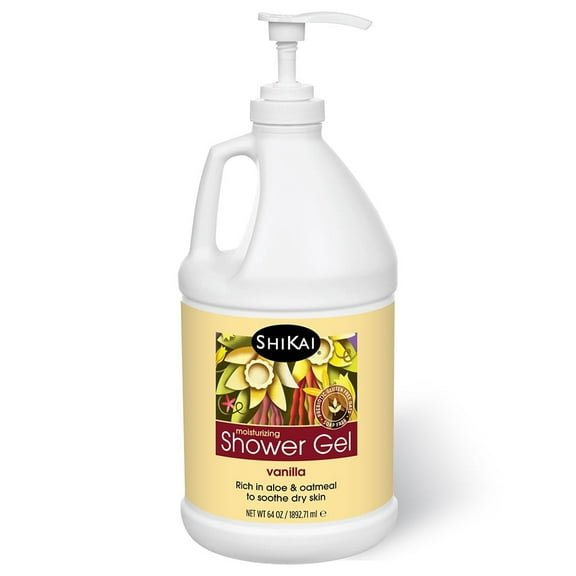 ShiKai Daily Moisturizing Shower Gel Vanilla 64 oz | Gentle Soap-Free Body Wash for Dry & Sensitive Skin | Hydrating Aloe Vera & Oatmeal Formula | Nourishing Plant-Based Cleanser