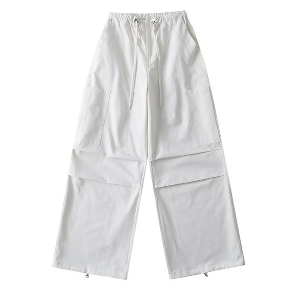 Besolor High Waist Stretch Cargo Pants Women Baggy Multiple Pockets Straight Wide Leg Hiking Trousers Streetwear