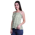 thumbnail image 3 of Moomaya Women Frill Smoked Crop Tank Top Cotton Slub Full Buttoned Closure Top, 3 of 5