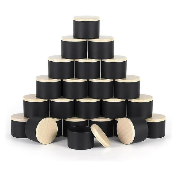 24 Pack 4 Oz Black Candle Tins With Lids, 4oz Candle Jars For Making Candles Bulk