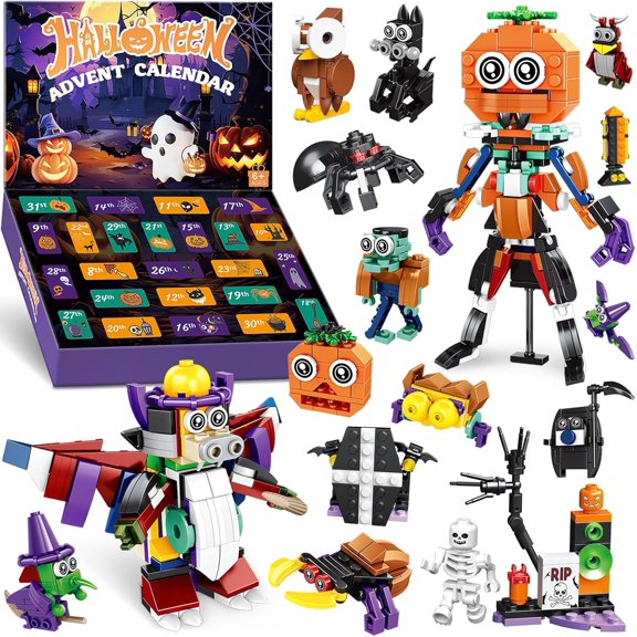Halloween Advent Calendar 2025 Building Toy Set for Kids Adult Teens, Halloween Countdown Calendar, Building Blocks Set Surprise Toys Gift