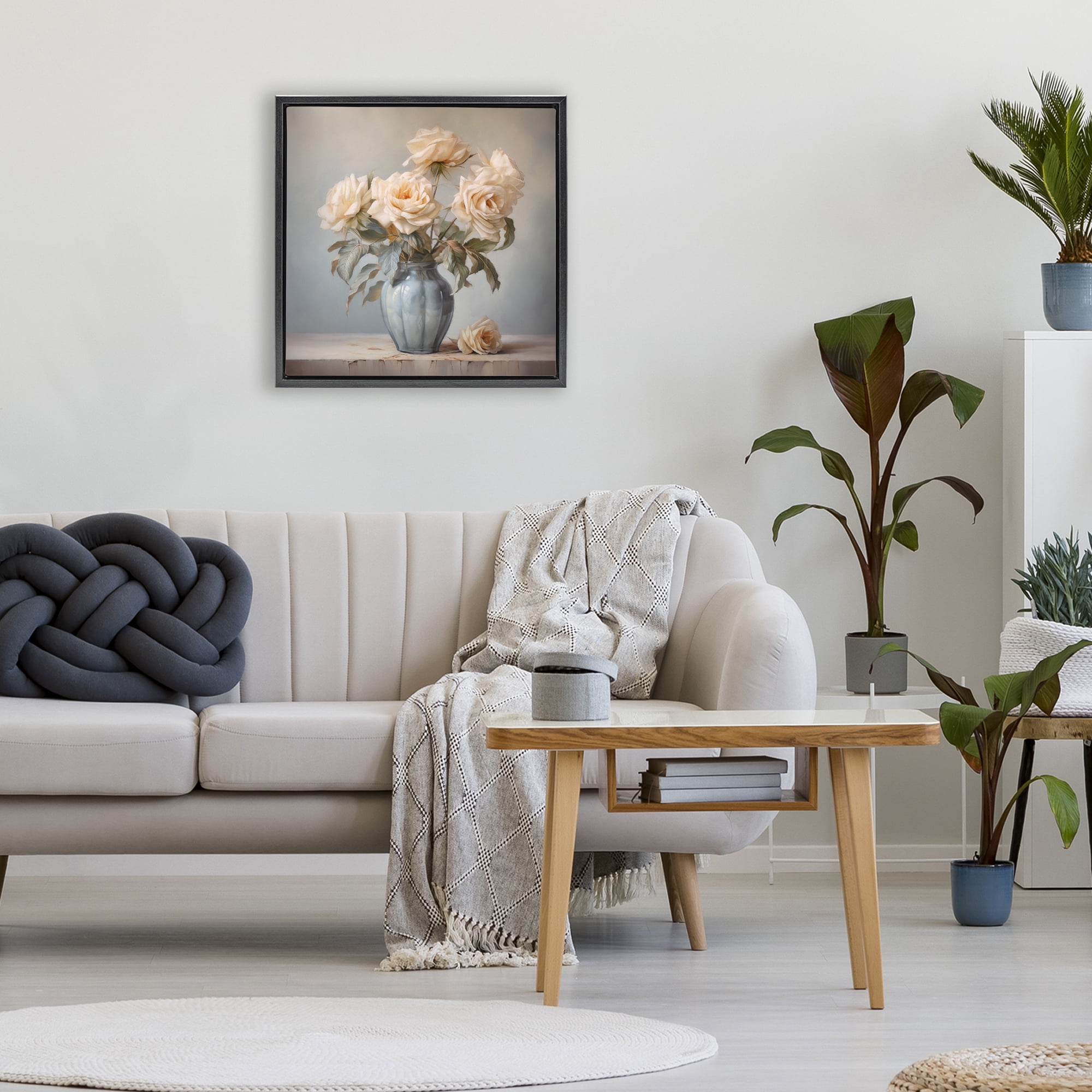 Stupell Industries Vintage Rose Paragon Black Framed Floater Canvas Wall Art, design by Steve Hunziker