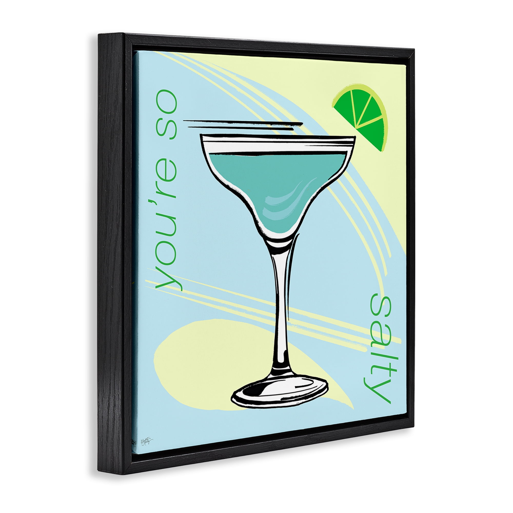 Stupell Industries You're So Salty Cocktail Food & Beverage Painting Black Floater Framed Canvas Art Print Wall Art, 18 x 18