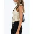 thumbnail image 6 of Yunliwuli Women's Summer Slim Tank Tops Solid Color Front Button Vest Side Cross Tie-Up Waistcoat Streetwear, 6 of 8