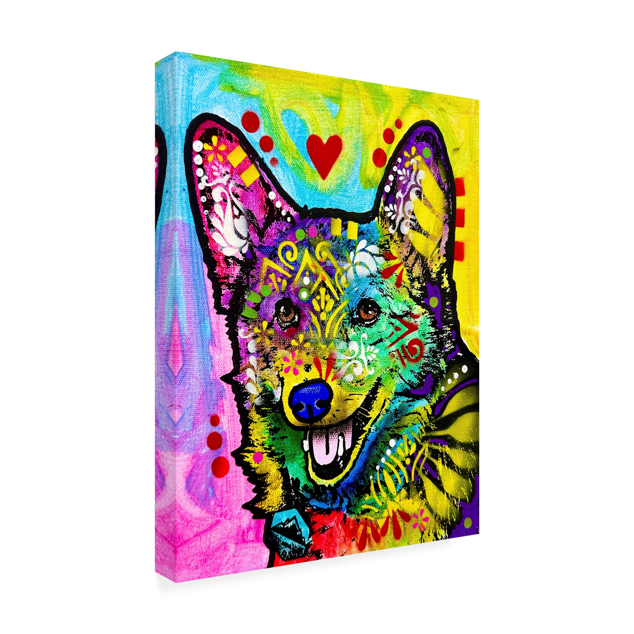 Canvas Wall Art - Dean Russo- Exclusive 'Happy Corg' Wall Art for Living Room, Bedroom, or Office Décor by Trademark Fine Art - 24 x 32 Inches