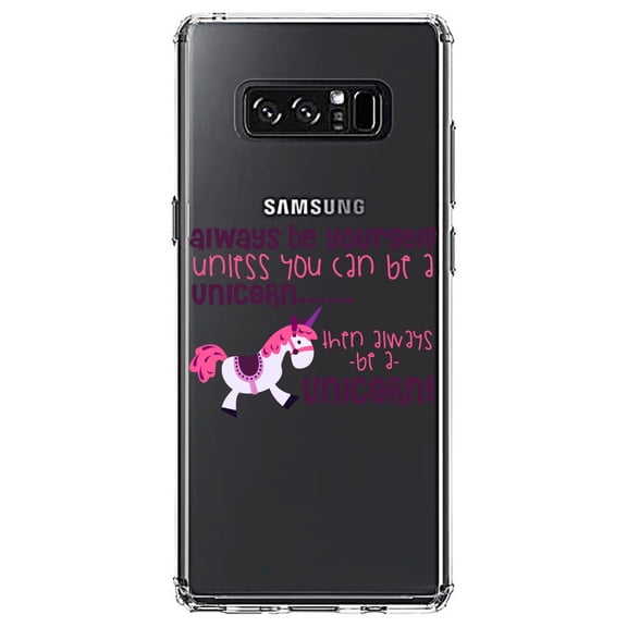 DistinctInk Clear Shockproof Hybrid Case for Samsung Galaxy Note 8 - TPU Bumper Acrylic Back Tempered Glass Screen Protector - Always Be Yourself Unless You Can Be a Unicorn