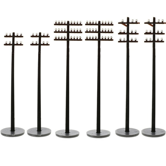 6pcs Realistic Pole Set for Model Train Layouts, Landscape Decorations, and Miniature Scenery Accessories