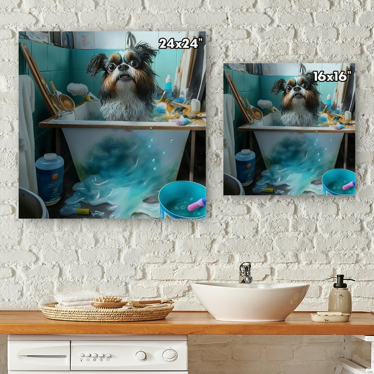 Free Shipping! Designart Crazy Dog Doing Dishes Canvas Wall Art