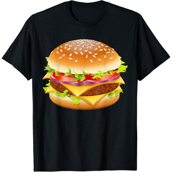 Cheeseburger Hamburger Burger Funny Food Halloween Costume T-ShirtMen's and women's pure cotton short-sleeved shirts