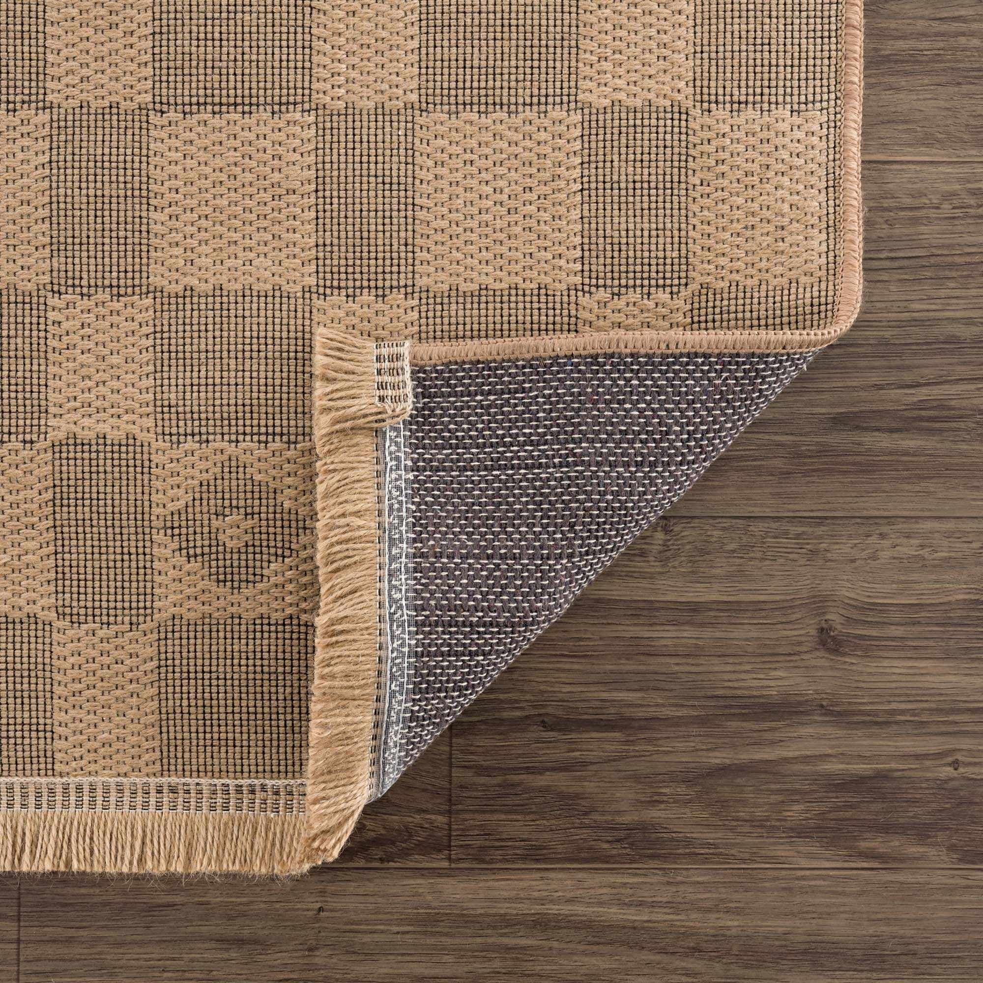 Hauteloom Nairi Jute Living Room, Bedroom Machine Washable Area Rug - Farmhouse - Beige - 5'2" x 7'