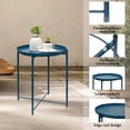 thumbnail image 4 of Cerbior Metal Tray End Table, Round Accent Coffee Side Table, Anti-Rust and Waterproof Outdoor Small Side Table, Indoor Modern Sofa Side Table Bedside Table for Living Room Bedroom (Deep Blue), 4 of 8