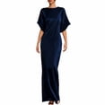 thumbnail image 2 of Karymi Womens Dresses Satin Maxi Dress, Crew Neck Batwing Half Sleeve Loose Draped Flowy Floor Length Elegant Evening Formal Gown Sundress, 2 of 5