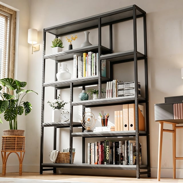 Librero 5 Niveles, Librero Organizador, Grande libreros Minimalista, Estantería Adecuada para Dormitorio, Oficina, Garaje, Salón, Cocina (Gris)