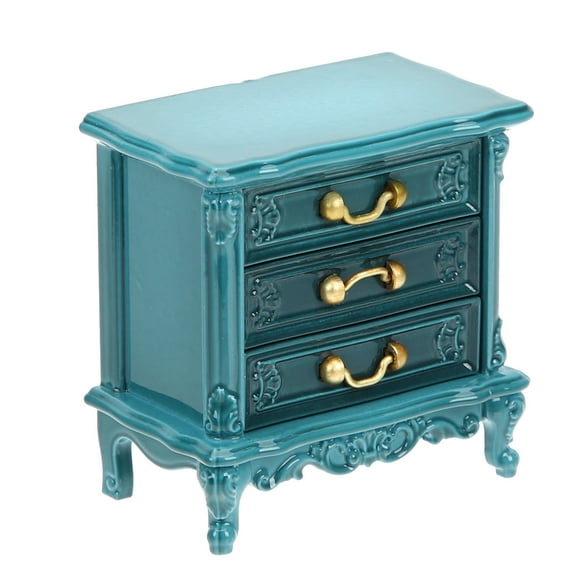 STRANDCHIC Blue Miniature Nightstand Doll House Furniture Plastic Accessory for Playing 1 12 Scale
