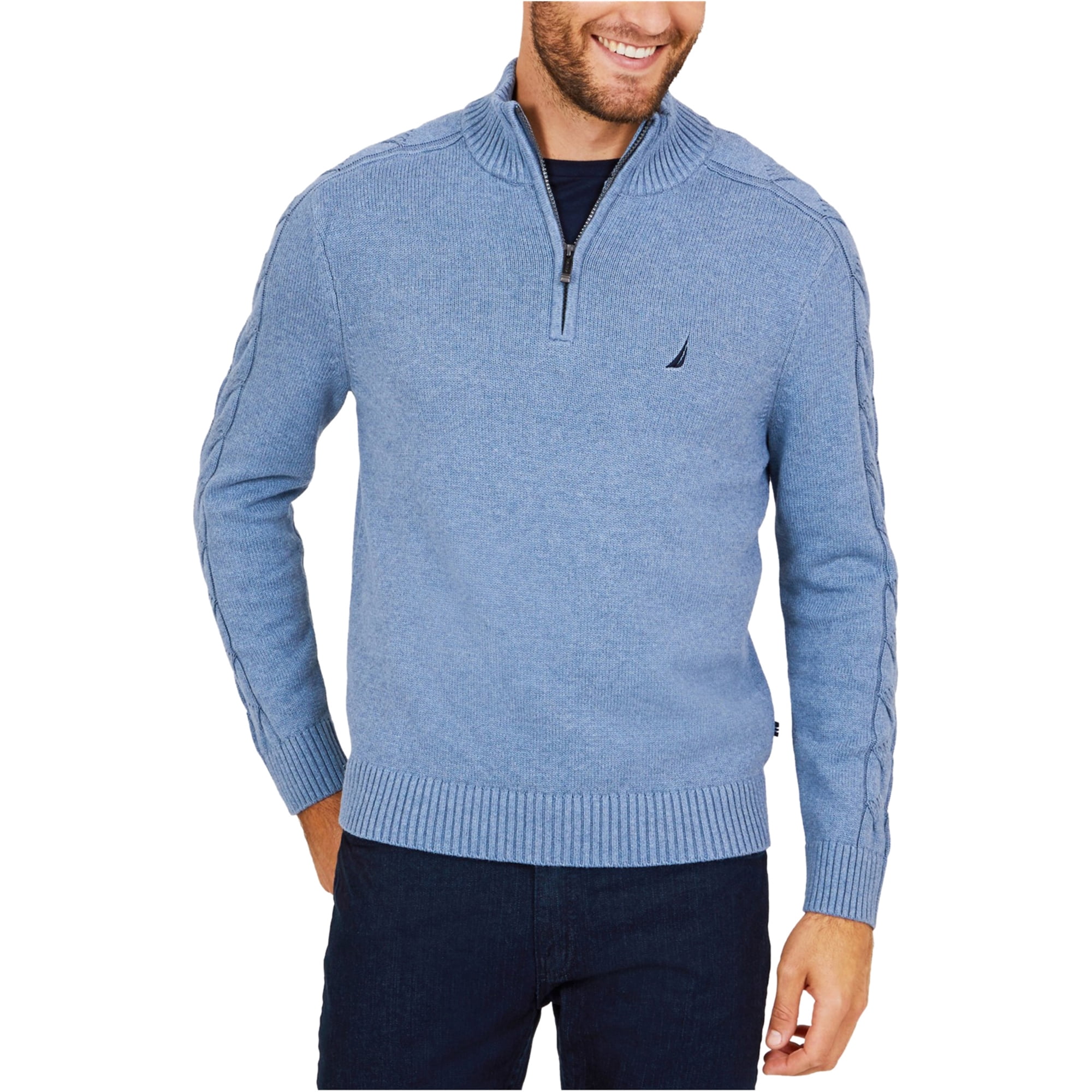 Nautica - Nautica Mens Cable Sleeve Pullover Sweater - Walmart.com ...