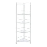 Xtra Storage 5 Tier Folding Metal Corner Shelf, White