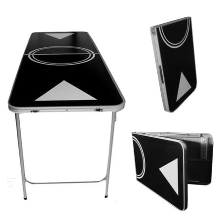 Lightweight Beer Pong Table - 6 Feet with 6 Pong Balls By Red Cup Pong (Black)