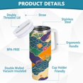 thumbnail image 2 of Yayeee 40oz Stainless Steel Tumbler with Straw and Handle Double-Wall Insulated Travel Water Bottle, Beige Floral Wave, 2 of 8