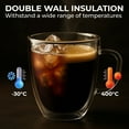 thumbnail image 5 of Kaffe 16oz Glass Coffee Mugs. Large Double-Wall Borosilicate Glass Coffee Cups. Perfect insulation for Latte, Cappuccino, Tea. Set of 2 (Two), 5 of 7