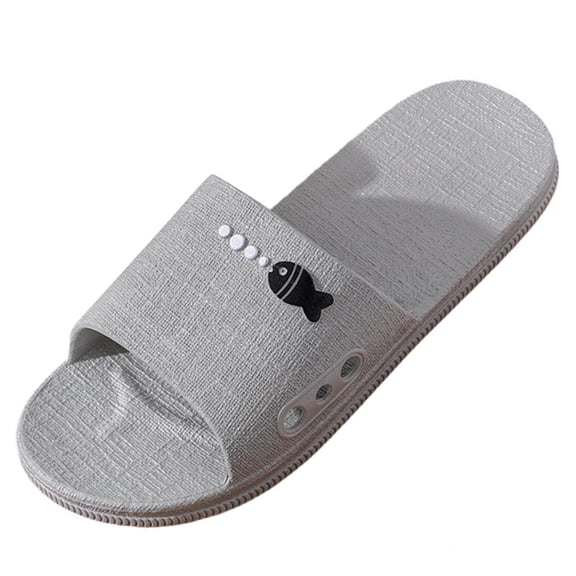 Unisex Slide Sandals Fish Design Non-Slip Quick Dry Lightweight Indoor Outdoor House Slippers for Bathroom Pool Beach Gray,Size 10-10.5