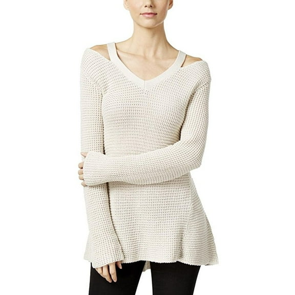 Style & Co Petite High Low Cutout Sweater Stonewall PM