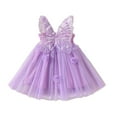 thumbnail image 2 of LYHaoo Girls' Summer Sleeveless V Neck Waist Defining Princess Party Dress With Tutu Dress Toddler Little Girls' Formal Gown For Evening Events,Princess Casual Dresses Sizes 2-3 Years Purple, 2 of 7