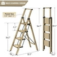 thumbnail image 2 of 4 Step Ladder,Folding Step Stool with Convenient Handgrip for Home,Office,Kitchen, Aluminum Lightweight Portable Step Stool with Anti-Slip Sturdy Pedal,330 lbs Capacity (Gold), 2 of 5