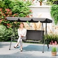 thumbnail image 2 of Outsunny 3-Seat Porch Swing with Canopy Outdoor Swing Chair w/ Rattan Seat, 2 of 10