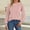 007 Pink, variant on Women's Casual Long Sleeve Elastic Cuff Tee Crew Neck Pleated Shirts Top Simple Solid Color Loose Fit Top Tee