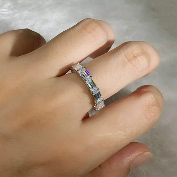 2Ct Lab Created Baguette Diamond Full Eternity Band Ring 14k White Gold Plated
