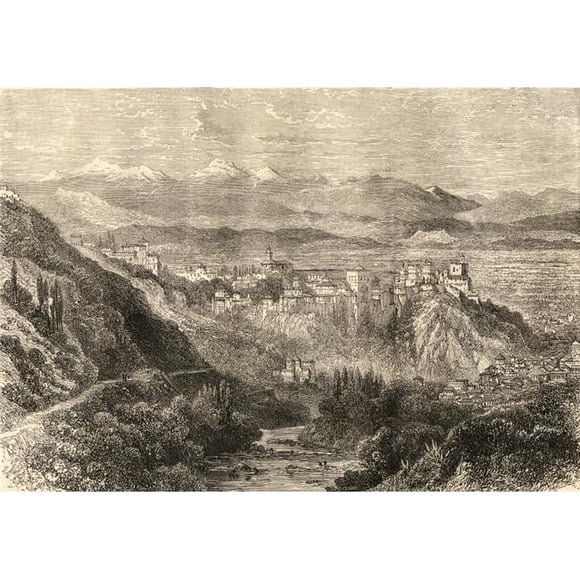 L'alhambra et la Vue Générale de l'Affiche Granada Espagne Print&44; 17 x 12