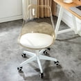 thumbnail image 5 of Office Desk Chair Transparent Back Chair Armless Swivel Computer Chair with Wheels for Living Room Bedroom Office Brown, 5 of 5