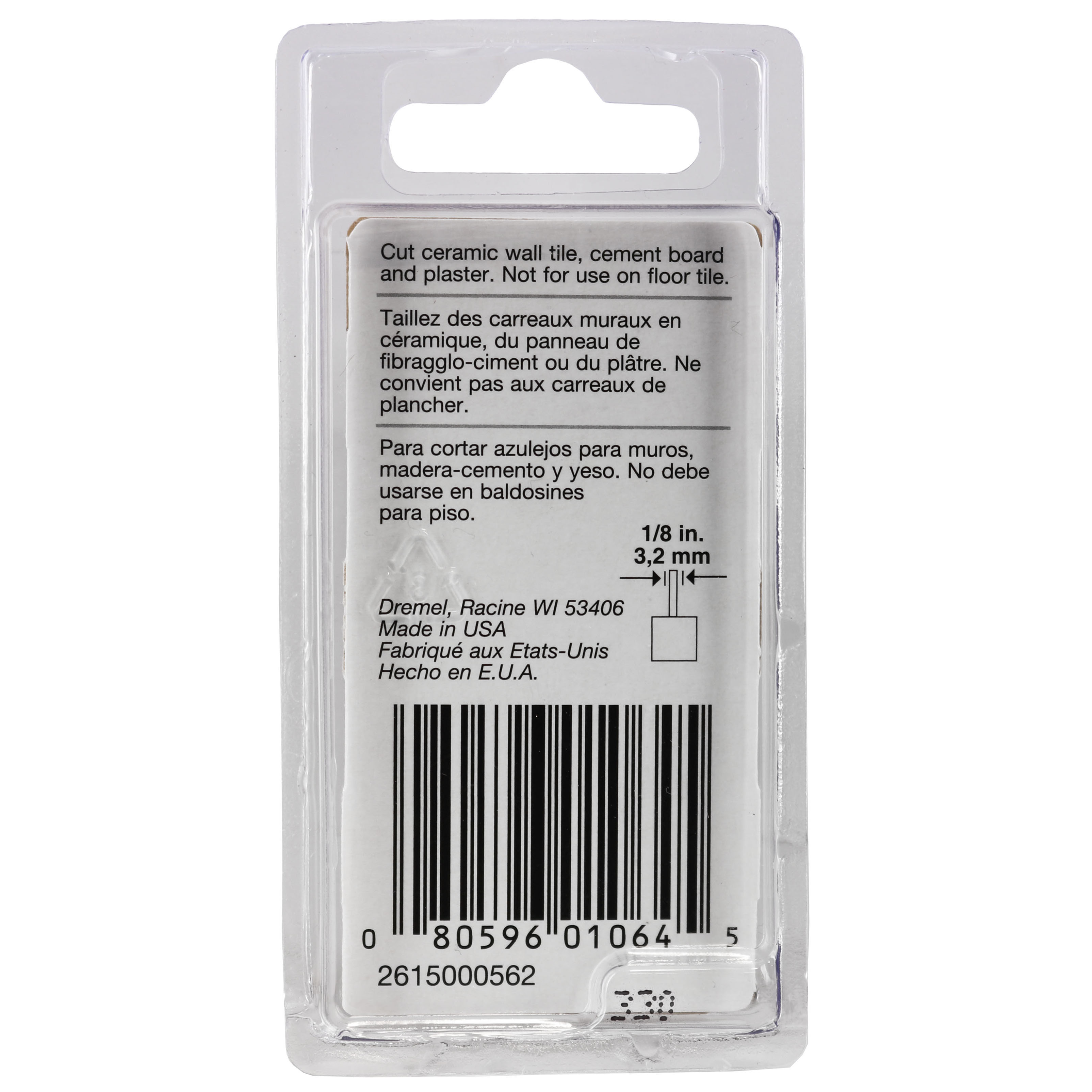 Dremel 562 26150562AD Tile Cutting Bit 1/8in for Rotary Tools (4-Pack)