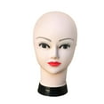thumbnail image 4 of Modelo de exhibición de peluca de cabeza de maniquí femenino calvo con exhibición de sombrero de pestañas y labios rojo verde, 4 of 8