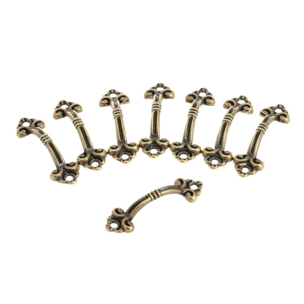 12pcs 48x14mm muebles antiguos manija decorativa caja del cajón del gabinete de madera caja de mando Tirador con tono tornillo de bronce