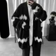 thumbnail image 2 of Suéter de punto, chaqueta para hombre, cárdigan con cuello en V, ropa para hombre, abrigo de rayas negras, ropa de otoño coreana, jersey informal de gran tamaño, algodón divertido, 2 of 5